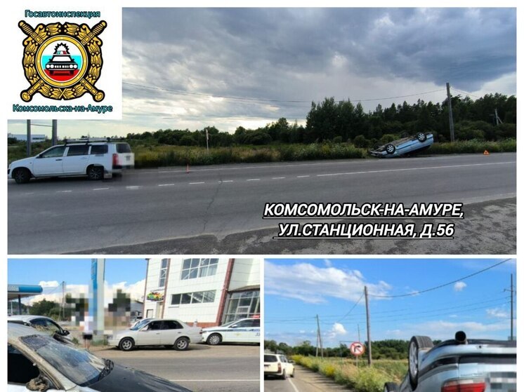 63-летняя автоледи устроила ДТП и перевернула авто в Комсомольске