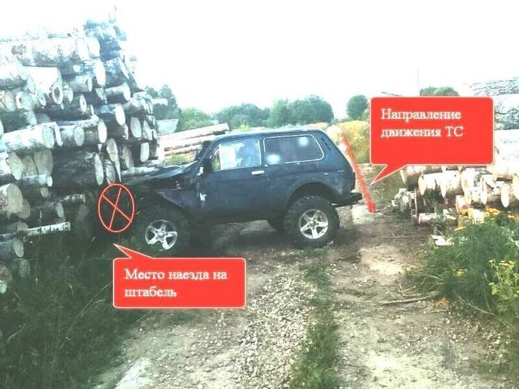 Тоже ДТП: в пригороде костромского Галича «Нива» врезалась в штабель с бревнами