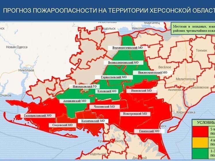 Сальдо: на Херсонщине 28 июля прогнозируют максимальный класс пожароопасности