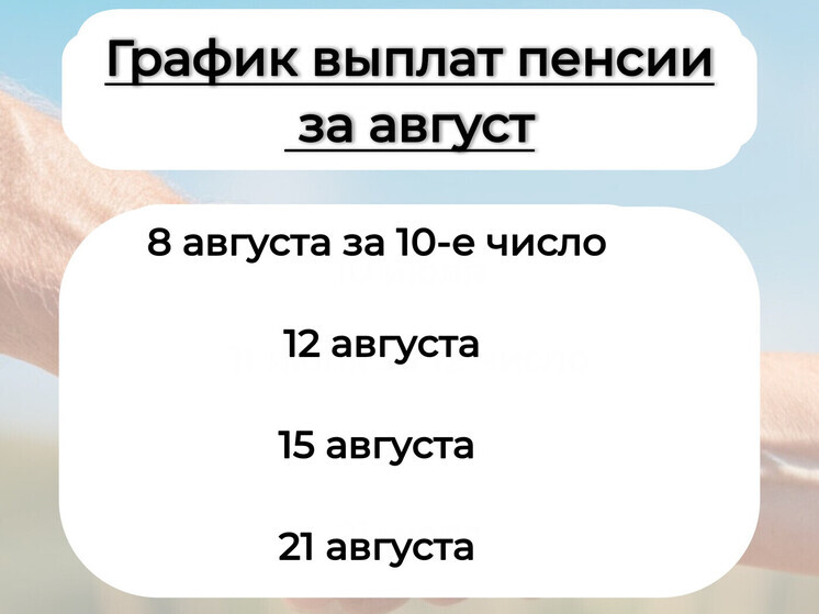 Стал известен график перечисления пенсионных выплат за август жителям Вологодчины