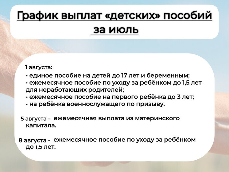 Социальный фонд России по Вологодской области сообщает о переносе выплат детских пособий