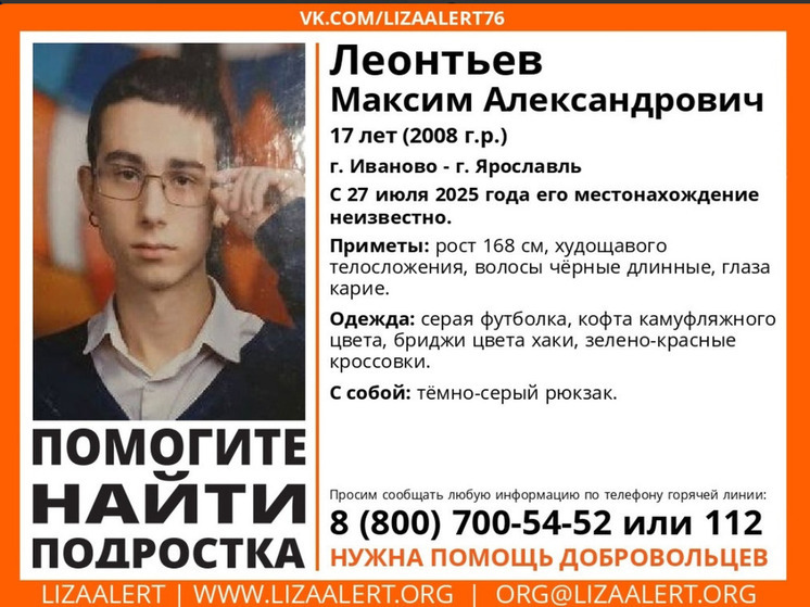 В Ярославской области ищут подростка из Иваново