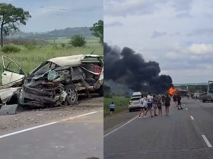 Фура загорелась после лобового удара: трасса «Уссури» под Спасском встала в 8-километровую пробку