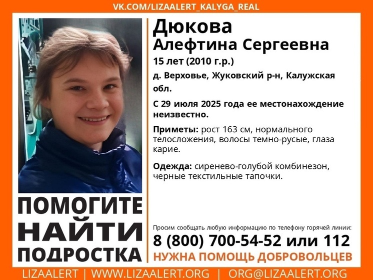 Пятнадцатилетнего подростка ищут в Калужской области