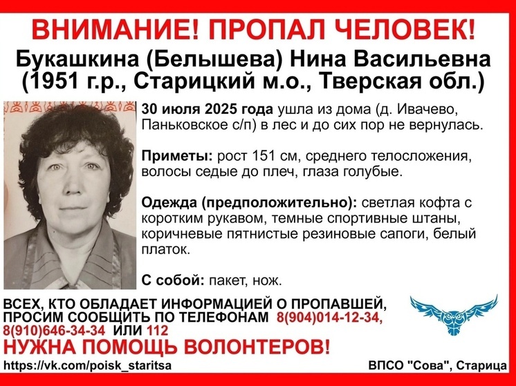 В Тверской области пенсионерка не вернулась из леса