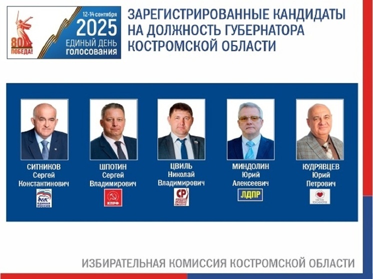 Промежуточный итог: за пост главы Костромской области будут бороться пять кандидатов
