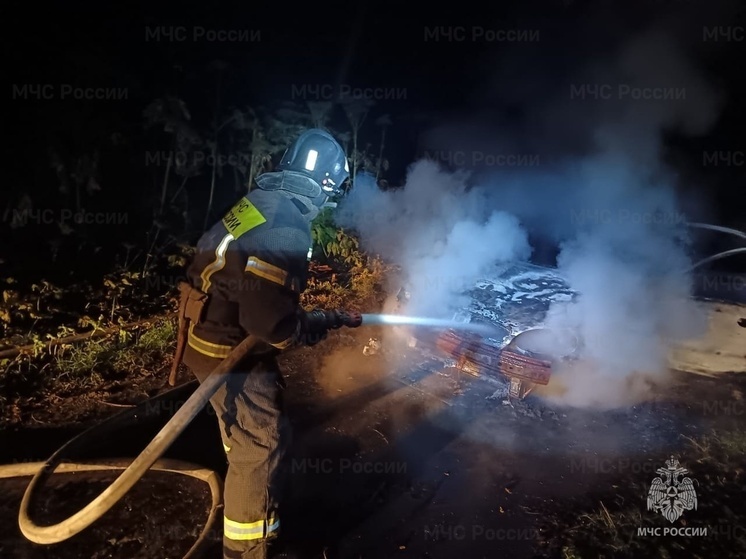 В Орловской области загорелся движущийся автомобиль
