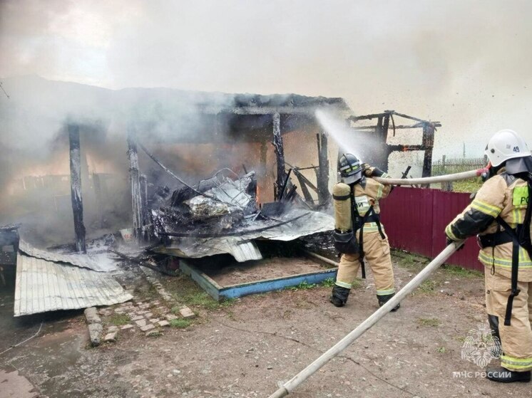 В Омске баня и дровник сгорели дотла