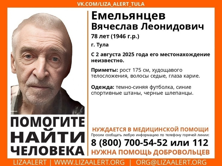 Тульские поисковики разыскивают пропавшего пенсионера