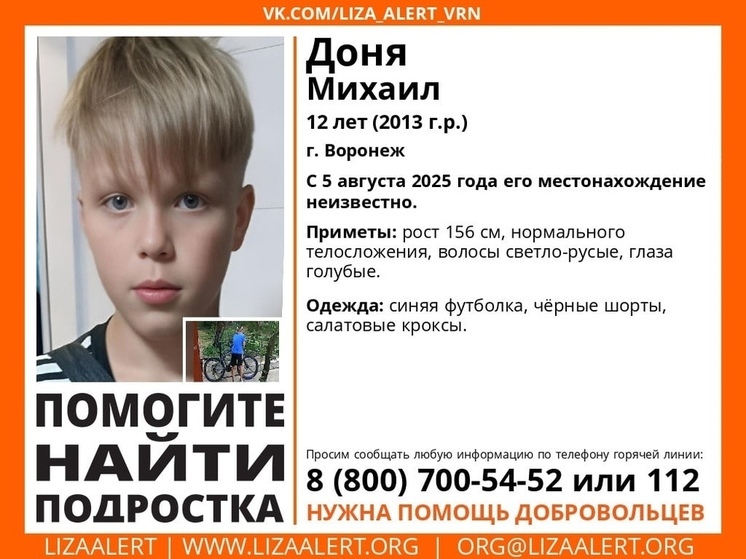 Стала известна судьба пропавшего в Воронеже 12-летнего мальчика