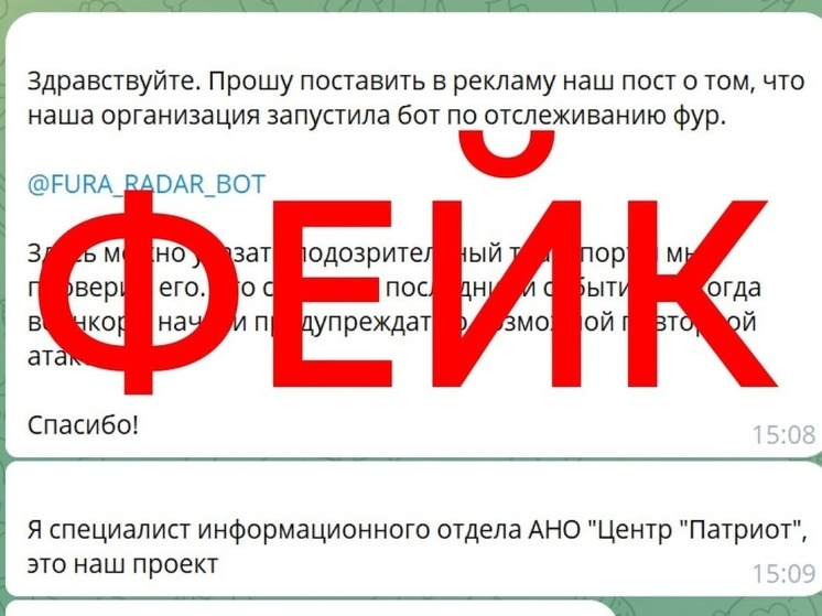 Курянам сообщили о фейковом боте для отслеживания подозрительных фур