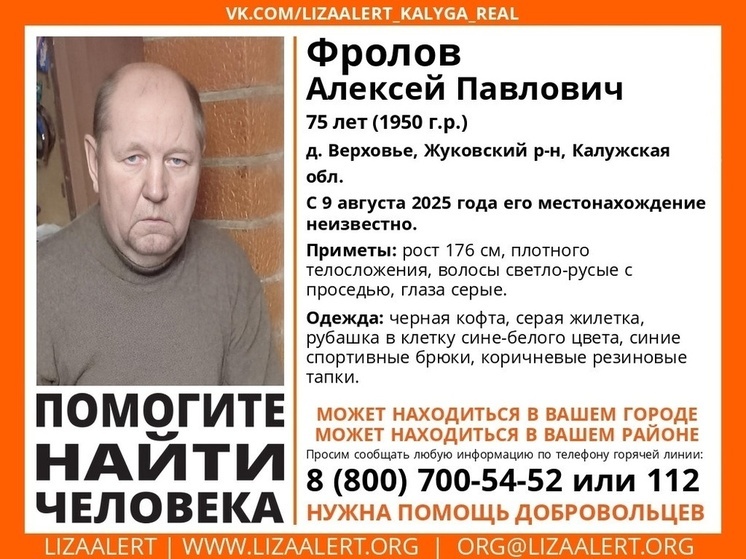 В Калужской области ищут пенсионера в резиновых тапках