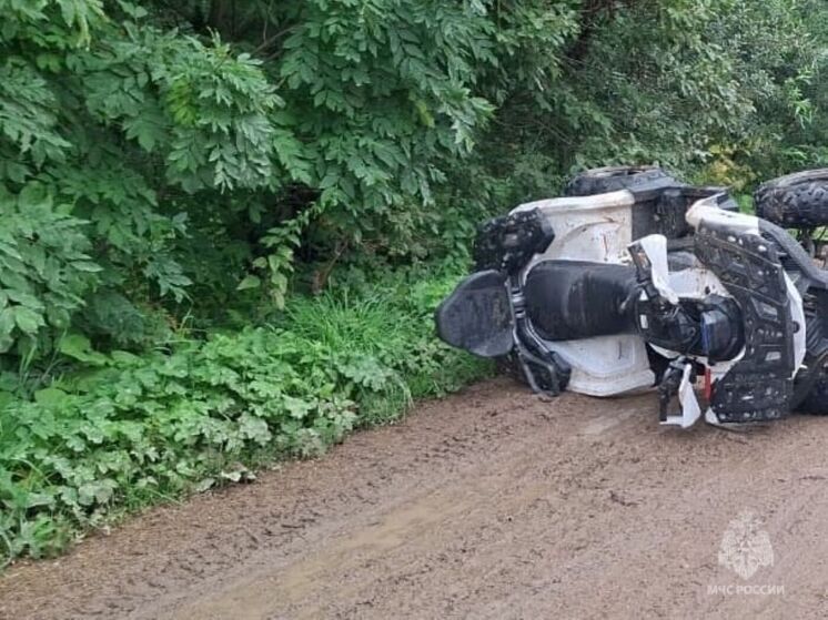Человека опрокинуло вместе с квадроциклом в барятинской деревне