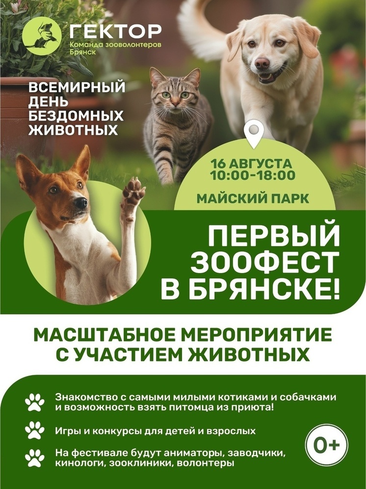 16 августа в Брянске пройдет большой «Зоофест»