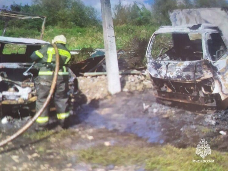 В тульской деревне Барыково потушили пожар в трех автомобилях
