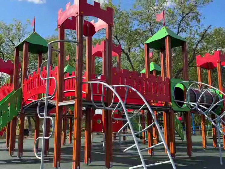 Новые детские площадки открыли в рамках нацпроекта в двух селах Старобешевского округа