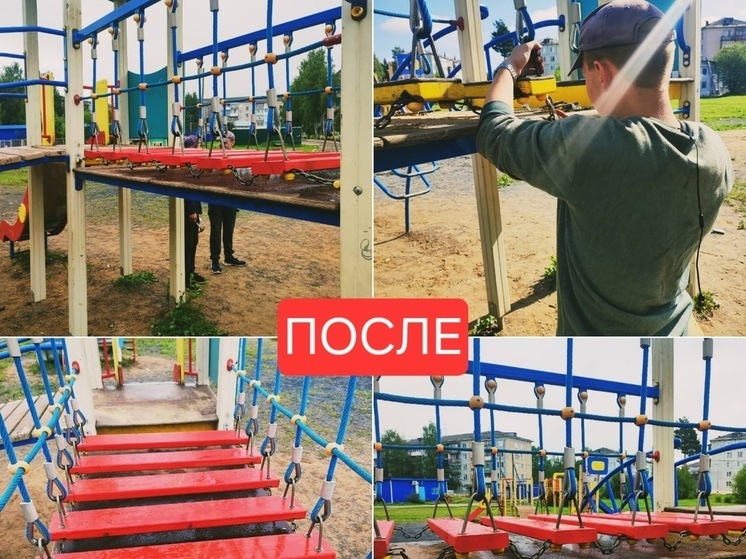 Воспитанники починили детскую площадку в поселке Североонежск