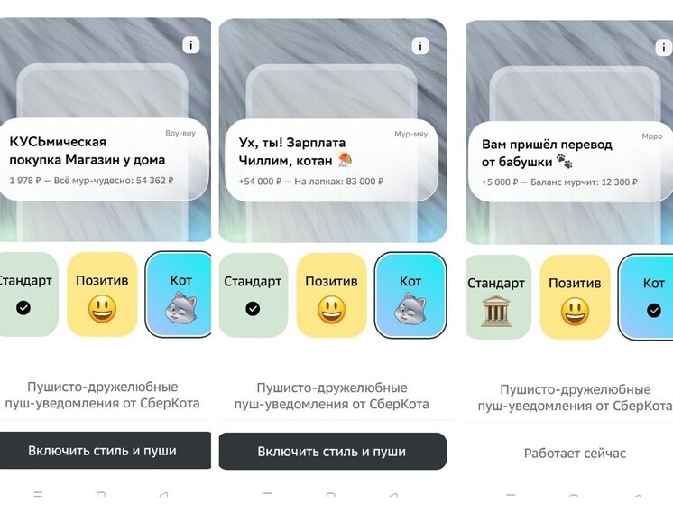 Вам пишет СберКот: банковские уведомления по-новому