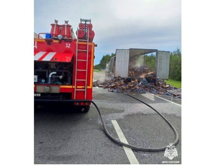 На трассе М-1 в Краснинском районе на ходу загорелась фура