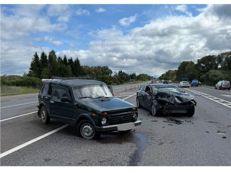 В Смоленском районе на трассе М-1 произошло тройное столкновение автомобилей