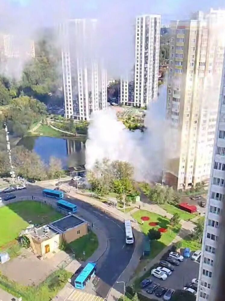 В подмосковных Химках из-под земли начали бить фонтаны горячей воды.