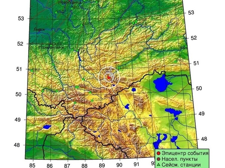 В Республике Алтай зафиксировано землетрясение магнитудой 2,6