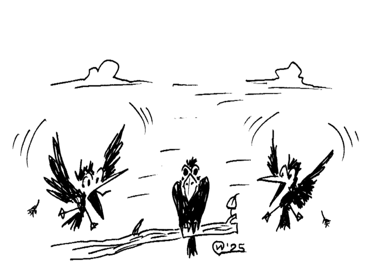 A humorous depiction of unusual gifts or a person receiving gifts.