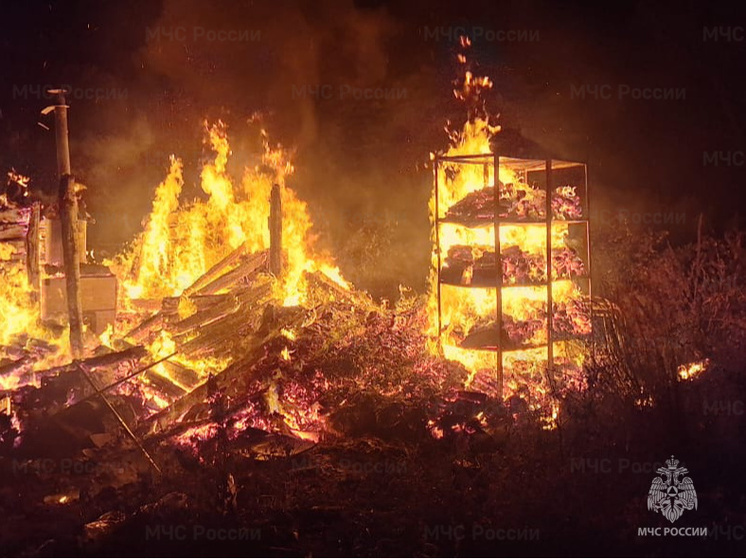 Восемь пожарных тушили баню в тарусской деревне