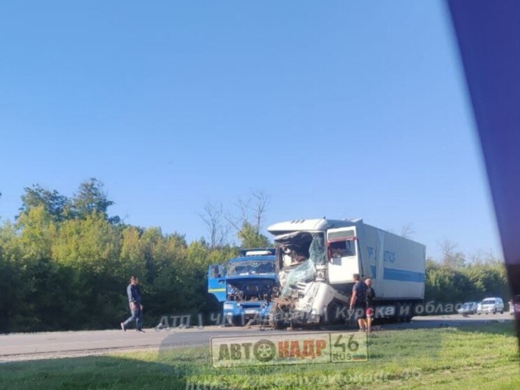 На трассе под Курском столкнулись два грузовика