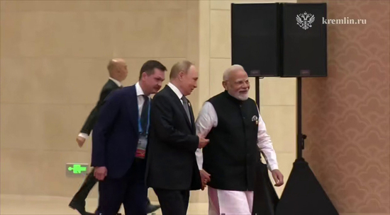 Vladimir Putin, Xi Jinping, and Narendra Modi at SCO Summit