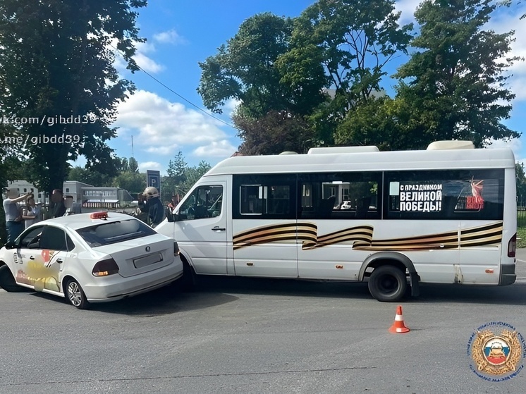В Калининграде столкнулись легковое авто и маршрутный автобус