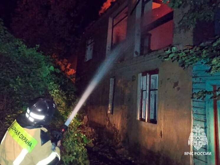 В городе Суворов потушен пожар в заброшенном здании на 200 кв метрах