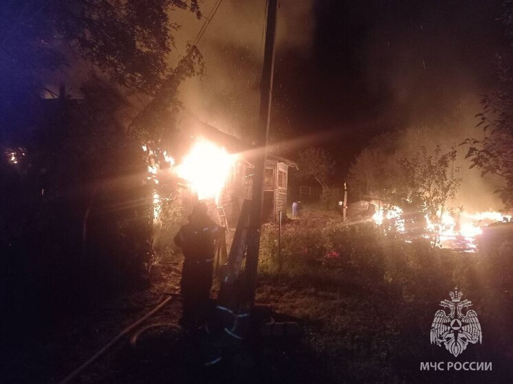 Огонь повредил крышу садового дома и уничтожил соседний в Солецком округе