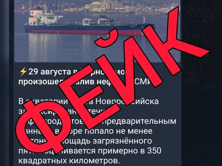 В Оперштабе опровергли информацию о площади разлива нефтепродуктов около Новороссийска в 350 квадратных километров