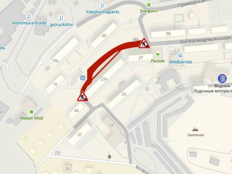 Владивостокскую улицу Зои Космодемьянской перекроют на ремонт