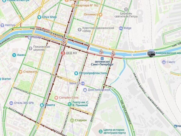 ДТП на Обводном канале остановило Лиговский проспект и поменяло маршруты транспорта