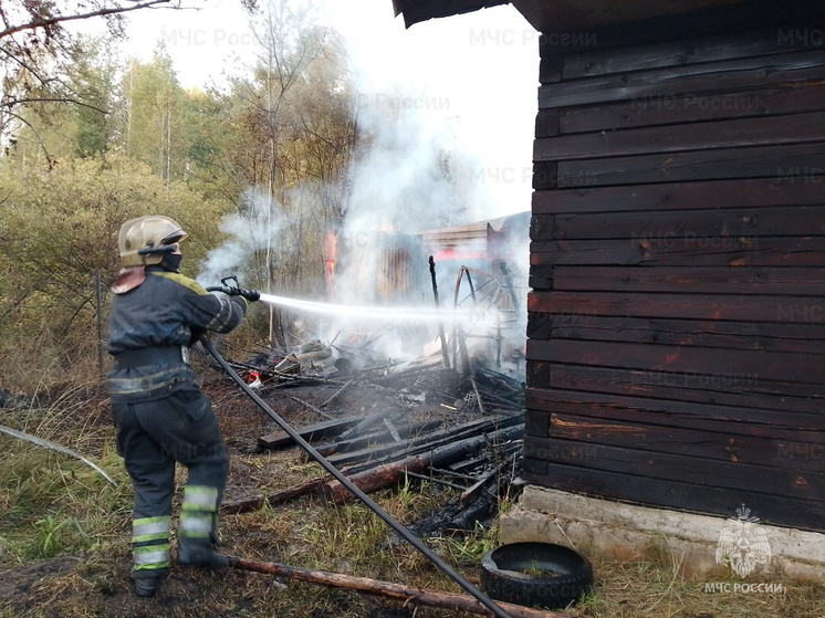 В калужской Стрелковке вспыхнула хозпостройка