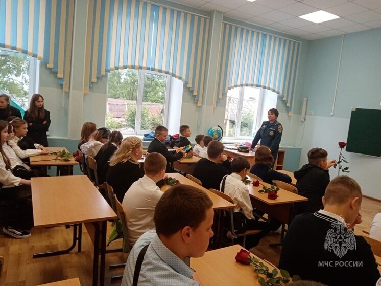 Новгородские пожарные напомнили школьникам основы безопасности в Крестцах