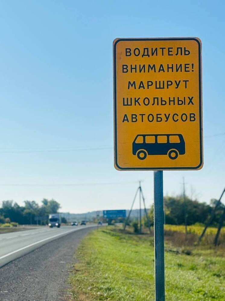 В Самарской области поставили 20 желтых щитов вдоль маршрутов школьных автобусов