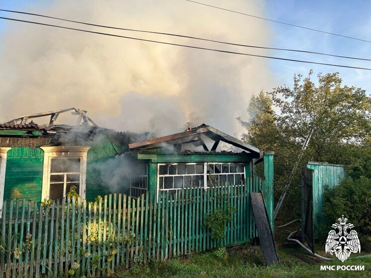 В брянском поселке Клетня сгорел частный дом и надворные постройки
