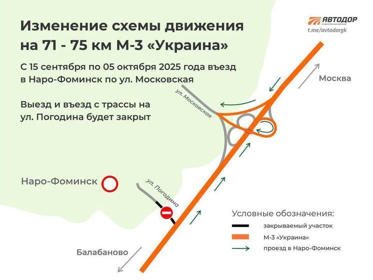 На М-3 «Украина» изменилась схема движения из-за реконструкции