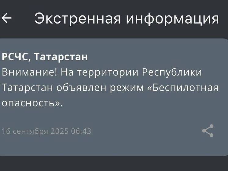 На территории Татарстана ввели режим беспилотной опасности