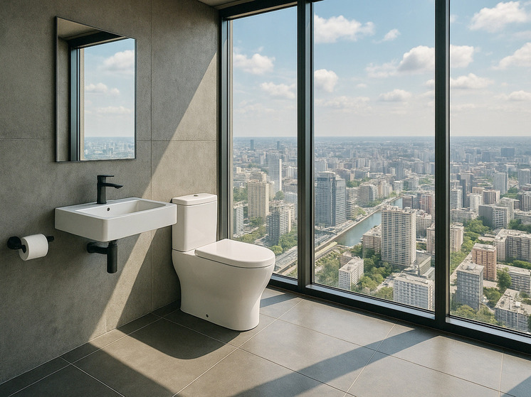 В Москве заметили мужчину на унитазе на балконе с панорамными окнами