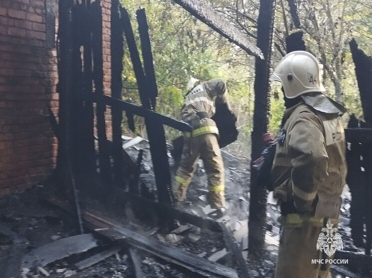 В СНТ «Заокское» оперативно ликвидировано возгорание в заброшенной постройке