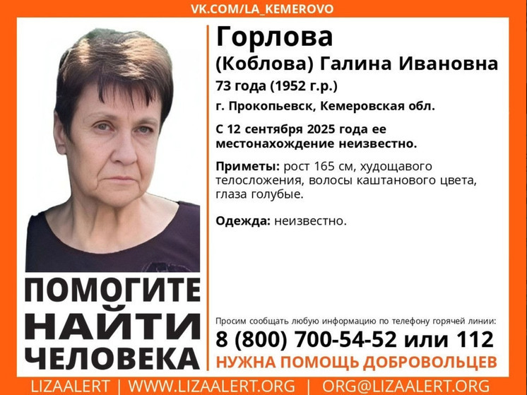 В Кузбассе разыскивают женщину, пропавшую 12 сентября