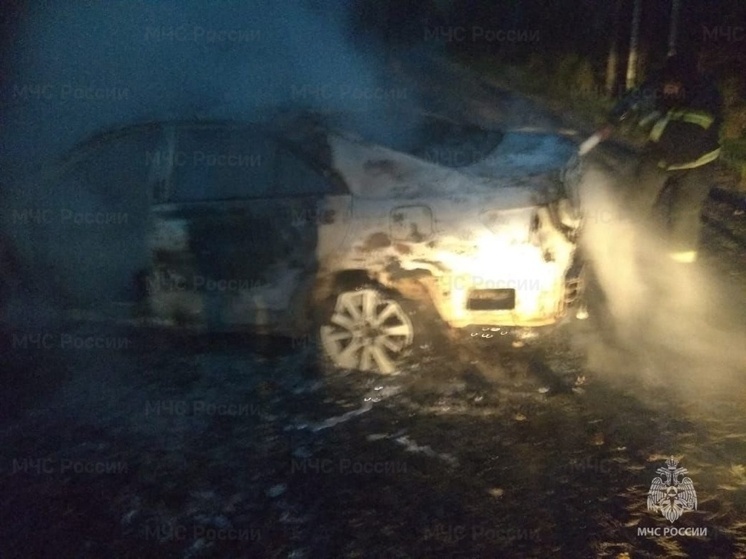 В Гусь-Хрустальном районе после ДТП загорелся автомобиль