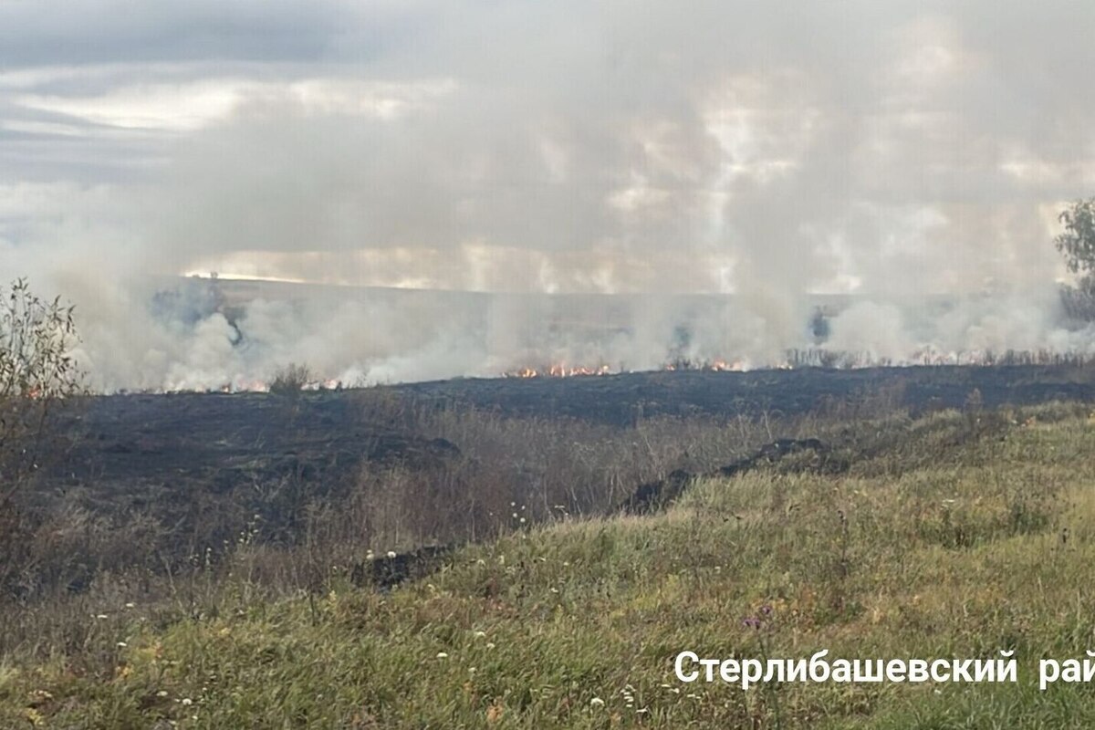 В Стерлибашевском районе Башкирии загорелась сухая трава