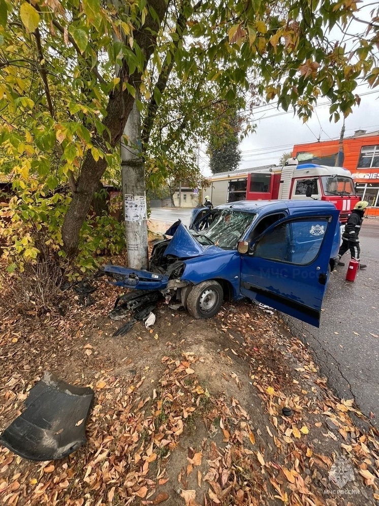 На окраине Калуги Peugeot «вошёл» в дерево