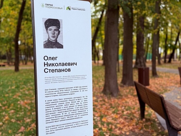 В серпуховском парке появились информационные стенды возле памятника Олегу Степанову
