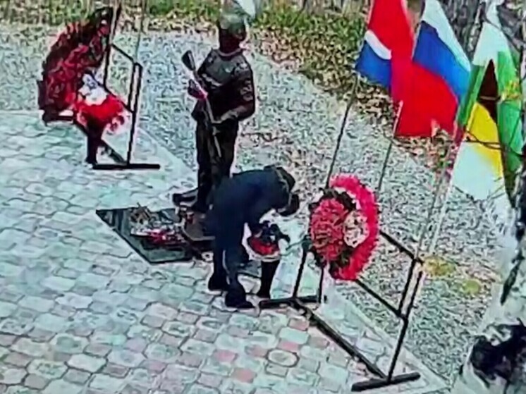 Пинала памятник, жгла цветы: женщина устроила погром на мемориале героям СВО